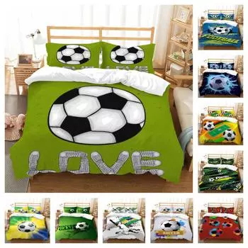 Покрывало на кровать, 3D комплекты постельного белья для футбола, детские, мужские и женские пододеяльники, наволочки, покрывала из микрофибры, мягкие, моющиеся UK Single 135x200cm
