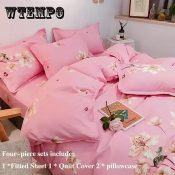 Покрывало на кровать, комплект из четырех предметов, 1,5 метра, 1,8 м, кровать, домашний постельный костюм из толстого шлифовального хлопка Double