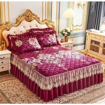Покрывало на кровать, кружевная юбка принцессы, домашний текстиль, милые простыни, хлопковое бархатное покрывало с кристаллами, комплект с наволочками 3 Pcs 120x200cm