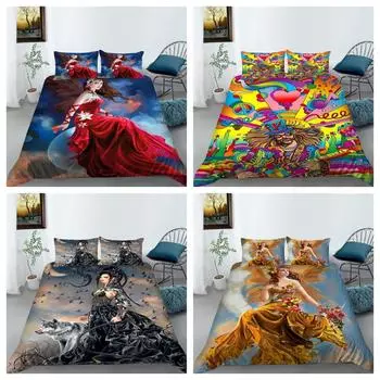 Покрывало на кровать, одеяло, пододеяльник, наволочка с мультяшным рисунком, комплект постельного белья, чехол Single 135x200cm
