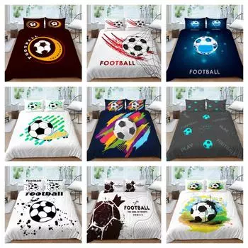 Покрывало на кровать с 3D футбольным тематическим принтом, домашнее постельное белье, пододеяльник, моющаяся наволочка, дышащая полиэстеровая домашняя постельное белье Single 135x200cm