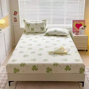 Покрывало на кровать Simple Style Простыня на резинке с принтом Чехол для матраса Матовые простыни Couvre Lit Мягкое постельное белье(Нет наволочки) Queen 150x200cm 1pc