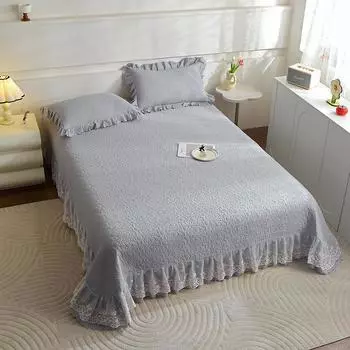 Покрывало на весну и лето, однотонное кружевное покрывало, наволочка из трех частей, покрывало, большая простыня, покрывало на подзорную трубу 230*250cm серый