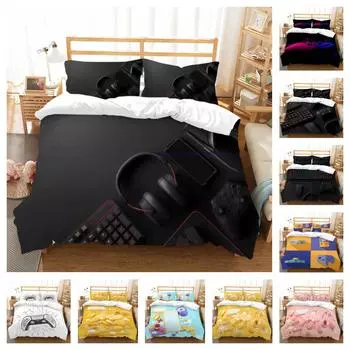 Покрывало, одеяло, комплект постельного белья, наволочка, геймпад, 3D-печать, постельное белье для взрослых, 2/3 шт., микрофибра UK Single 135x200cm