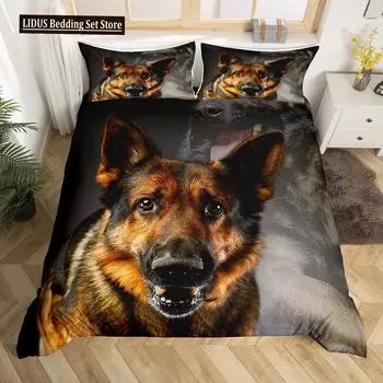 Покрывало с изображением немецкой овчарки, одеяло для собак-полицейских, покрывало размера «king-size» для мальчиков, комплект постельного белья с изображением животных, покрывало для щенков и собак 70x133cm 2pcs
