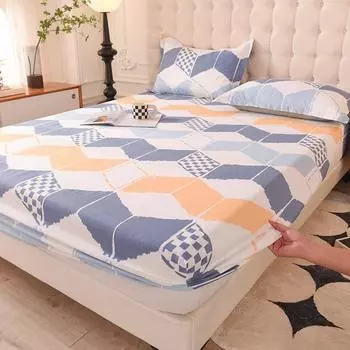 Покрывало с рисунком, наматрасник, простыня с эластичной лентой по всему периметру (Без наволочки) 90*200cm