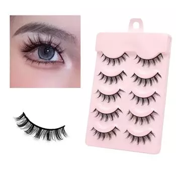 Pokumil False 5 False Black Natural Soft False Lifestyle Cosplay Day Gift Eyelashs, Pairs, Eyelashes, Axis, Core, Natural, Eyelashes, Bundle, Makeup, чёрный