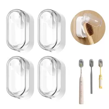 Pokumil Toothbrush 4 Wall Mounted Toothbrush Automatic Flip Top Toothbrush Holder with Water Stain No Easy to Bathroom Electric Toothbrush Holder