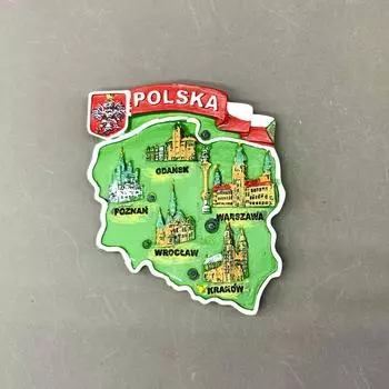 Польша Магнитный Туристический Сувенир Милый Магнит На Холодильник Украшение Polska Карта Магнитная Наклейка На Холодильник Смоляная Ручная Работа Подарок