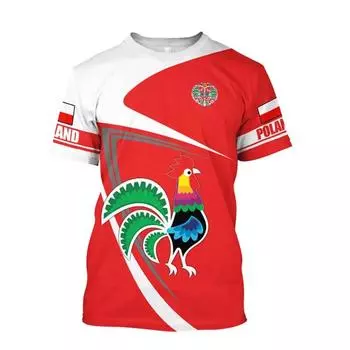 Польский флаг, национальный герб, 3D-печать, мужская и женская, с круглым вырезом, коротким рукавом, камуфляжная, солдатская, модная, повседневная футболка, топ 4XL