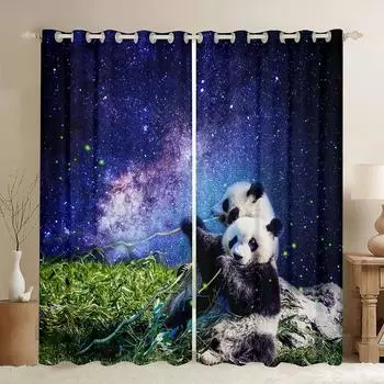 Пользовательские Панда Галактика Высокая Затенение Шторы Гостиная Спальня Домашний Декор Детская Комната Плотные Плотные Шторы Новый Стиль W55 X H120cm X 2&HOOK
