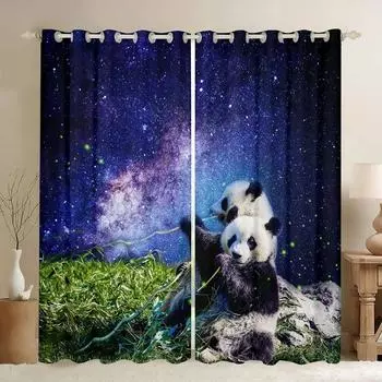 Пользовательские Панда Галактика Высокая Затенение Шторы Гостиная Спальня Домашний Декор Детская Комната Плотные Плотные Шторы Новый Стиль W55 X H120cm X 2&HOOK