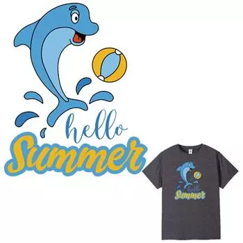 Пользовательские патчи Play Ball Толстовки с дельфинами Топы Термальный пресс Diy A-Level Моющиеся виниловые теплопередающие нашивки