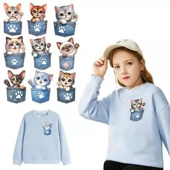 Пользовательские патчи с животными, 9 шт., карманные наклейки с животными, термонакладки, новые моющиеся аксессуары для одежды «сделай сам», теплопередача