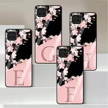Пользовательский чехол Cherry Blossom Flower Initial Glass для Samsung Galaxy A52 A71 A50 A51 A70 A21s A31 A72 A10 A12 A22 5G Phone Cover Samsung A53 5G