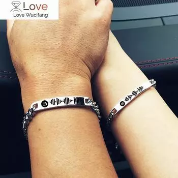 Пользовательский музыкальный браслет Spotify Code для женщин и мужчин, браслет с персонализированным кодом песни, ювелирные браслеты для подарков на День святого Валентина