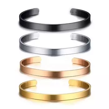 Пользовательский полированный позолоченный браслет из нержавеющей стали с гравировкой в арабском стиле для браслета-манжеты 3mm серебряный