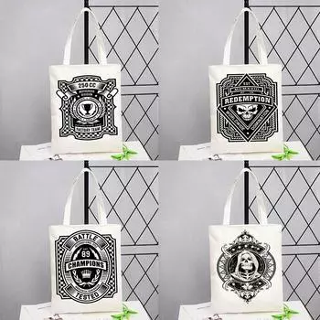 Пользовательское имя в стиле панк с принтом, женские подарочные дизайнерские сумки, пляжная сумка для покупок, женская сумка-шопер, складная холщовая сумка-тоут, дорожные сумки на плечо 24*26cm