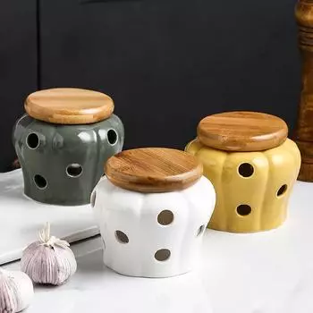 Полая банка для хранения чеснока, белая керамическая коробка для конфет, домашняя керамическая банка для имбиря и перца, бутылка для хранения на кухне и банка для хранения жёлтый