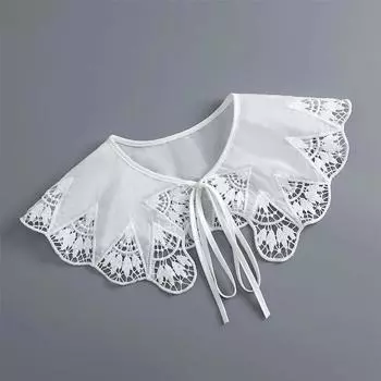 Полая белая рубашка со съемным воротником, женская блузка с лацканами, топы, поддельный воротник, декоративные банты, поддельный воротник, шейный платок Fuax Cols