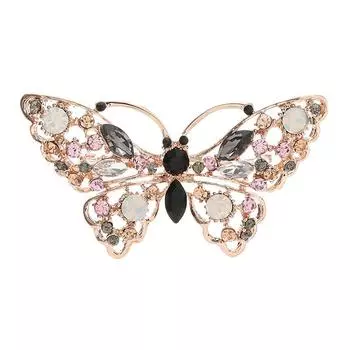 Полая брошь в виде бабочки, универсальная женственность, инкрустированная бриллиантами брошь в виде насекомого, булавка-антиблик, аксессуары для костюма. серебряный