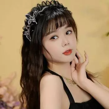 Полая цветная повязка на голову с бабочкой, сетчатый головной убор с пайетками