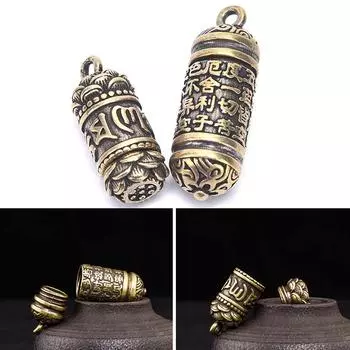 Полая латунь Будда Сутра Цилиндр Кулон Брелок Ожерелье Ювелирные Изделия Коробка Для Таблеток