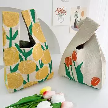 Полая однотонная вязаная сумка-жилет, универсальная сумка для весны и лета, большая вместимость, сетчатая повседневная сумка для отдыха на открытом воздухе 20*35cm