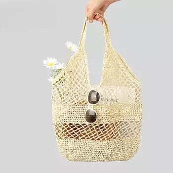Полая плетеная сумка женская чистая ручная работа бумажная веревка сетчатый карман праздничная соломенная сумка сумка через плечо хаки