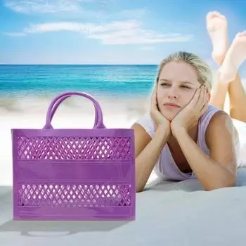 Полая пляжная сумка с портативной ручкой, большая емкость, песчано-водонепроницаемая, однотонная, туалетные принадлежности из ПВХ, продуктовая сумка для плавания, сумка для отдыха зелёный