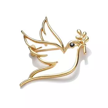 Полая резная брошь «Голубь мира и оливковая ветвь» в винтажном стиле, из сплава, винтажная брошь-голубь, аксессуар для официальных нарядов золотой