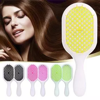 Полая щетка для волос в виде сот с мягкой щетиной, массаж головы, эргономичная ручка, для женщин и девочек, влажная, сухая, длинная, вьющаяся, пушистая, распутывающая расческа для укладки волос фиолетовый