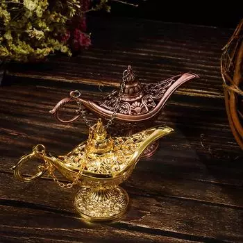 Полая сказка Лампа Аладдина Желание Чайник Ретро Домашние украшения для ароматерапии медный