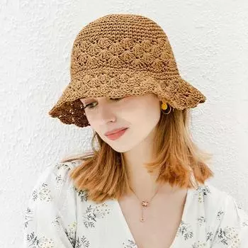 Полая соломенная шляпа женская пляжная летняя шляпа солнцезащитная шляпа солнцезащитная модная шляпа-ведро солнцезащитная шляпа складная шляпа one size fits all хаки