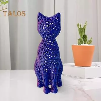 Полая статуэтка кошки, коллекционная 3D-печатная фигурка кошки, украшение для домашнего офиса, настольный котенок, рождественский подарок для любителей кошек S красный/синий