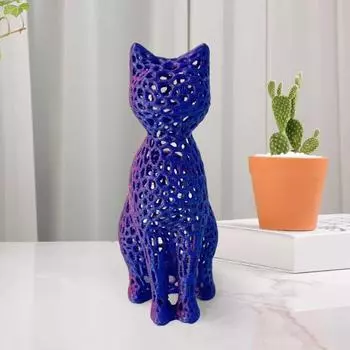 Полая статуэтка кота, коллекционная 3D-печатная фигурка кота, домашний офис, настольный котенок S чёрный/красный