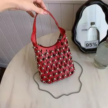 Полая сумка через плечо для женщин, маленькая сумка через плечо, пляжная сумка, модная