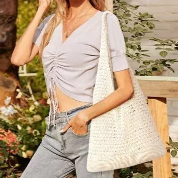 Полая вязаная сумка-тоут однотонная женская вязаная крючком сумка-мессенджер летняя пляжная сумка дорожная Style 5