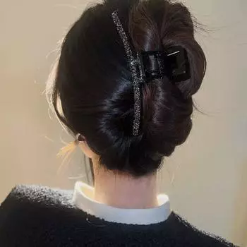 Полая заколка для волос цвета шампанского, блестящая акриловая заколка для волос, корейская заколка в виде акулы, заколка для волос со стразами