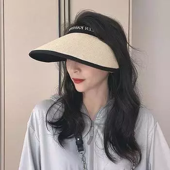 Полая женская солнцезащитная шляпа с буквенным логотипом и большими полями, солнцезащитная шляпа