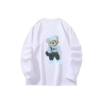 Polar Bear Осенняя одежда с длинными рукавами из чистого хлопка, новый мужской и женский топ, весенний внутренний слой, базовая рубашка, футболка с круглым вырезом и длинными рукавами M коричневый