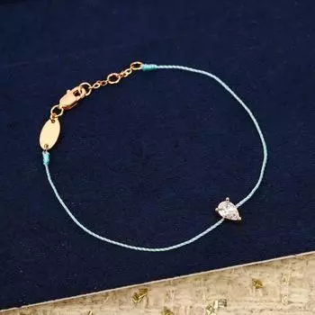 Polar Blue Raindrop Diamond 925 Silver Super High Quality Red Rope Style Hand Rope 16cm Three Button Adjustable Perfect Gift 16cm