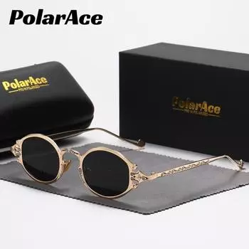 PolarAce унисекс овальные металлические поляризованные модные солнцезащитные очки для вождения на открытом воздухе с солнцезащитными козырьками, UV400 серый/чёрный