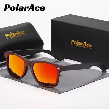 PolarAce Унисекс Стильные экологически чистые деревянные поляризационные солнцезащитные очки из бамбукового дерева для путешествий на открытом воздухе, UV400 чёрный