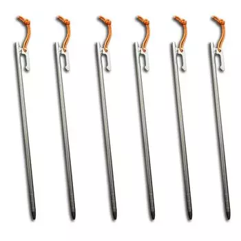 PolariSign Titanium Pegs 30 см Кемпинговые колышки из титана со светоотражающей веревкой для палаток и брезента, набор из 6 предметов 4/6/8 (30см штук)