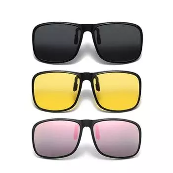 Поляризованные солнцезащитные очки для вождения на клипсе с антибликовыми линзами UV400, очки для водителя автомобиля чёрный