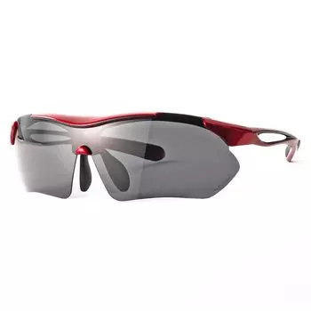 Polarized Sports Sunglasses with UV Smoke UV400 A-Fit Men s Protection, Lenses, Protection, Red/Black, AF-7001HSM-C5