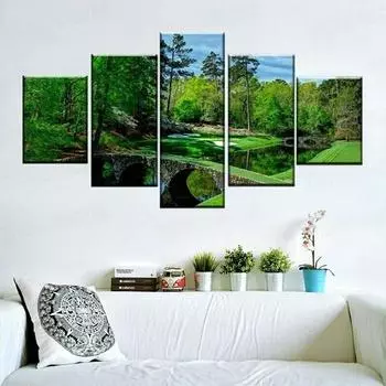 Поле для гольфа Augusta Masters холст настенный художественный принт постер домашний декор HD печать фотографии 5 шт. декор комнаты без рамки 20x35cm*2 20x45cm*2 20x55cm*1 No Frame