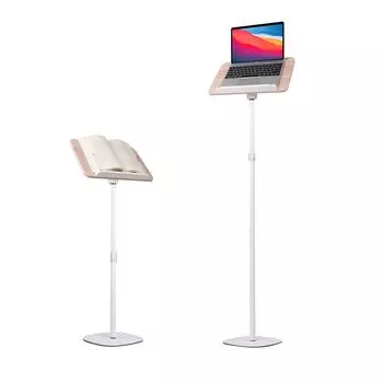 POLESTO Reading Book Adjustable Side Table Metal Hardly Included With Wooden Holder For Drawing Music Tablet Stand, 54cm-170cm Liftable, Corner,