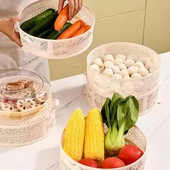 Полезная антидеформируемая многоцелевая коробка для хранения остатков с двойной ручкой, крышка для еды, товары для дома, крышка для овощей S жёлтый